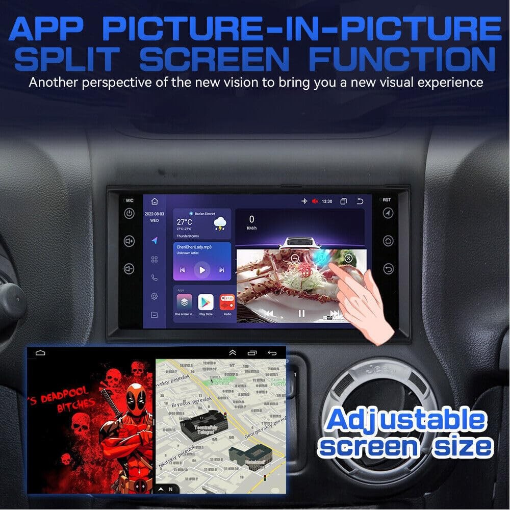 Android 13 Double Din 7 Touchscreen CarPlay Android Auto Backup Cam for JK T&C