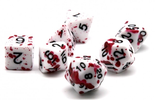 Purplish Red Splatter Dice Set RPG D&D