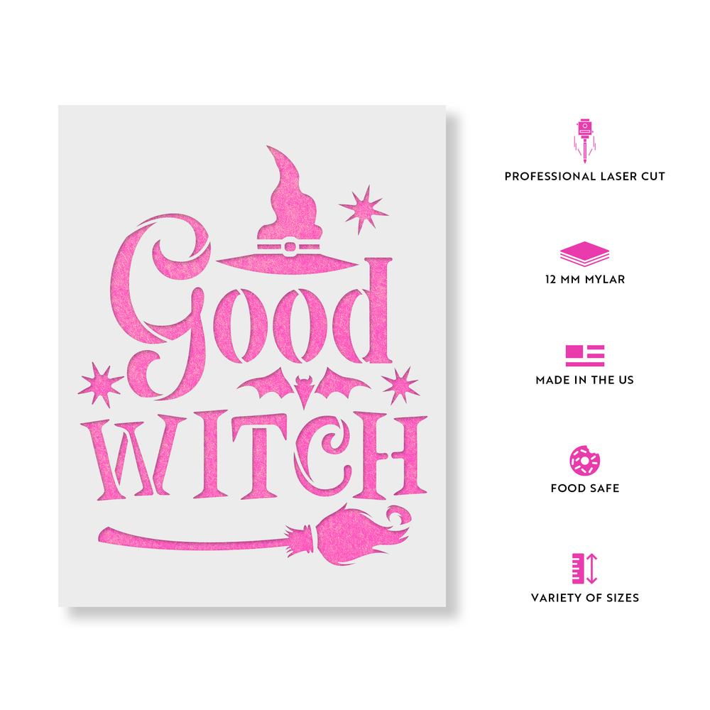 Good Witch Stencil - Reusable Stencils for DIY Crafts