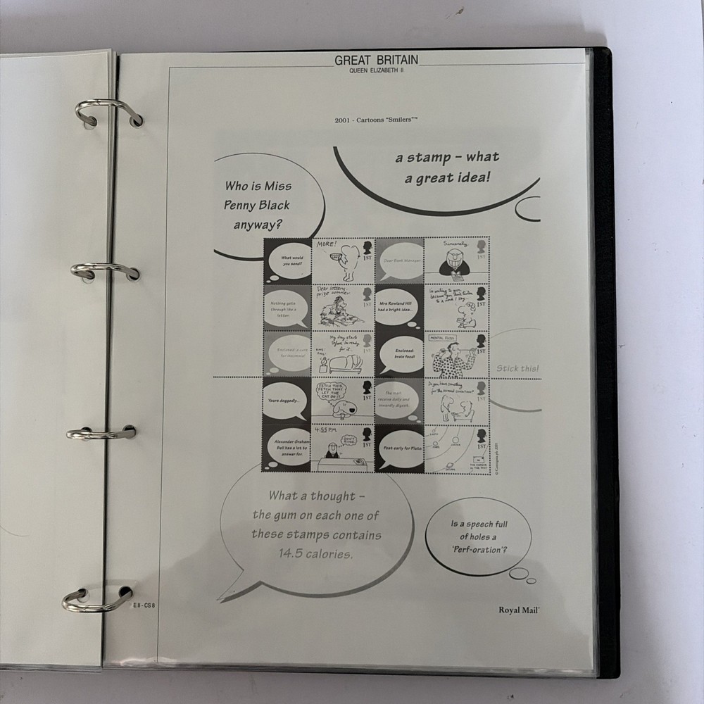 Royal Mail Smilers Luxury Padded Album, CS1-5, 7-12, 2000-2002, Used. No Stamps