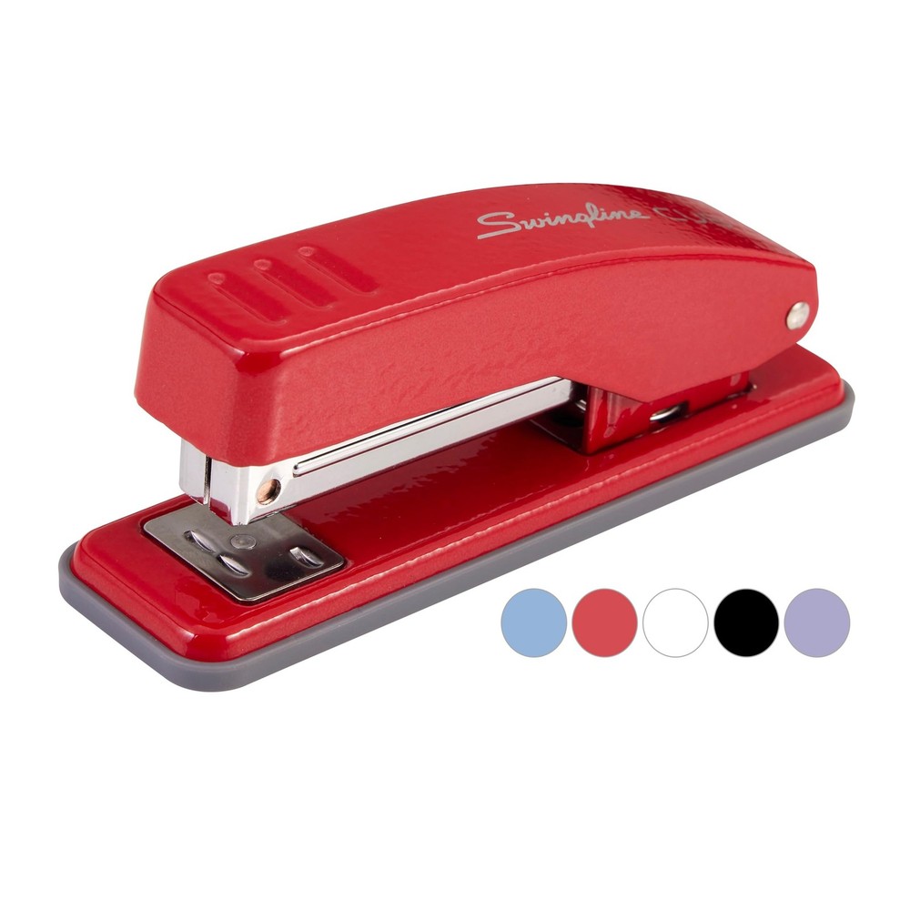 Compact Desktop Stapler 20 Sheet Capacity Metal Rio Red Jam Free Tacking compact