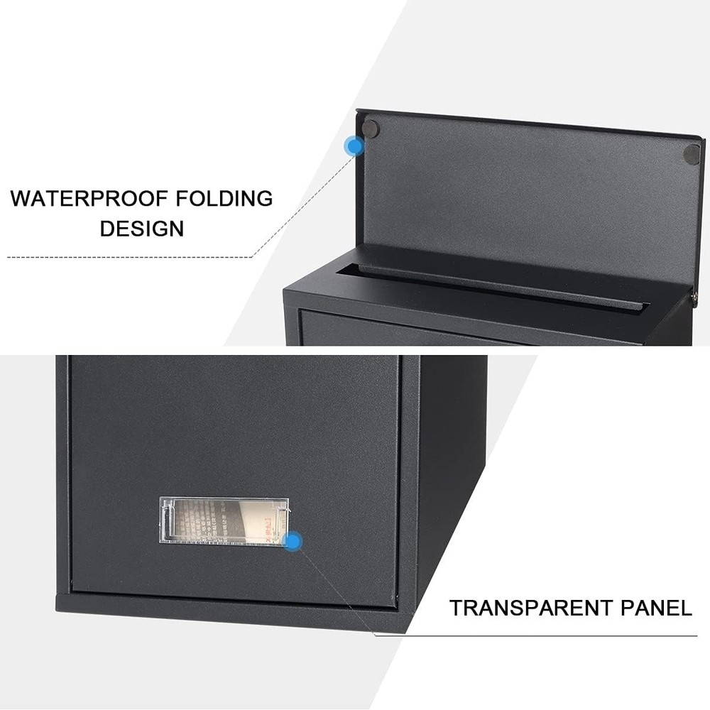 Locking Mailbox Wall Mount Combination Lock Drop Box Large Large, 07 Black