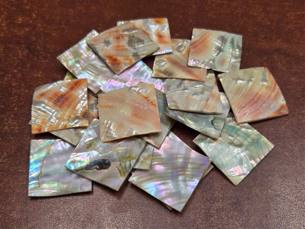 25 PCS SQUARE RED ABALONE SHELL BLANK INLAY DIY 1" x 1"