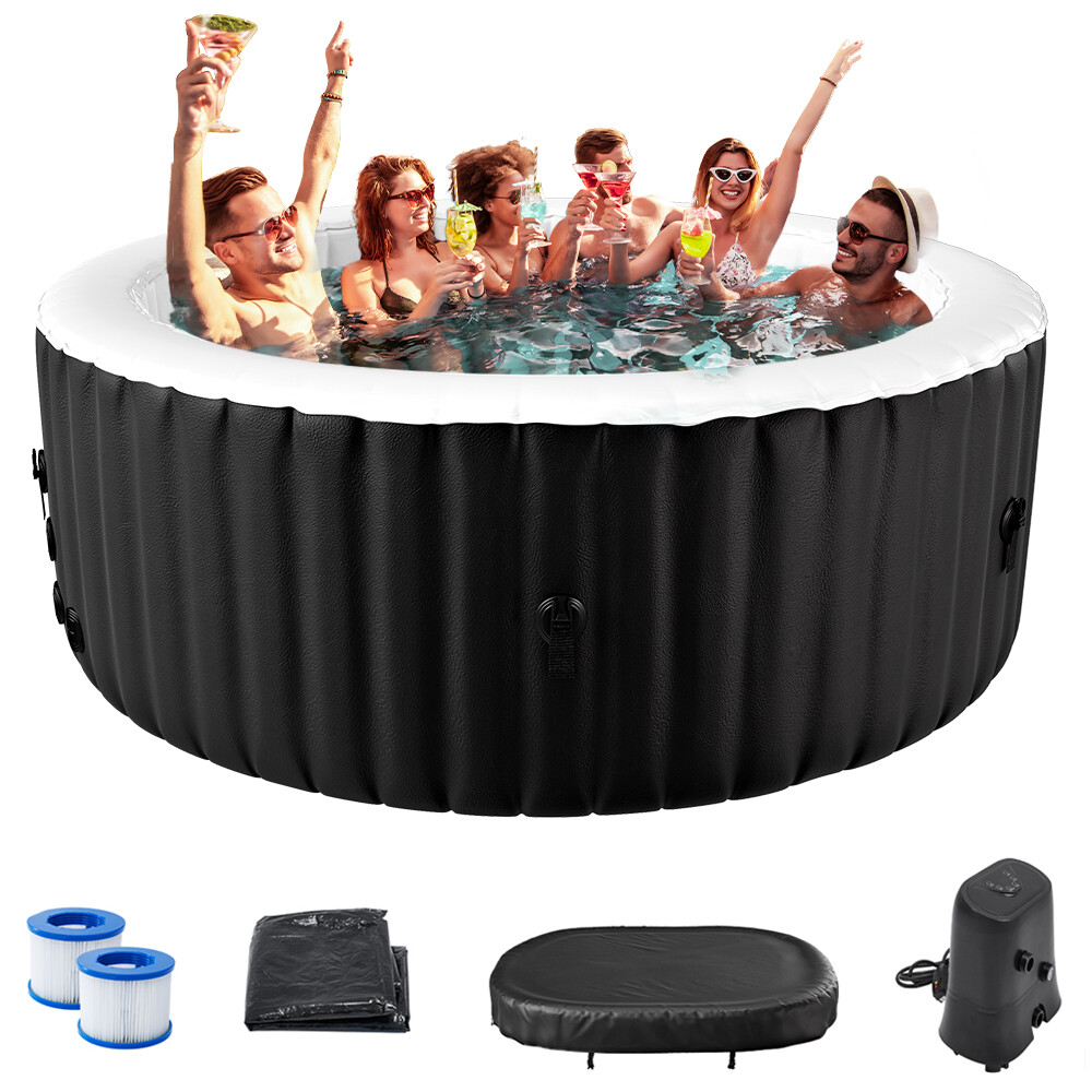 NAIZEA Portable Hot Tub 82X82X25 Inch Air Jet Spa 6 Person with 130 Bubble Jets