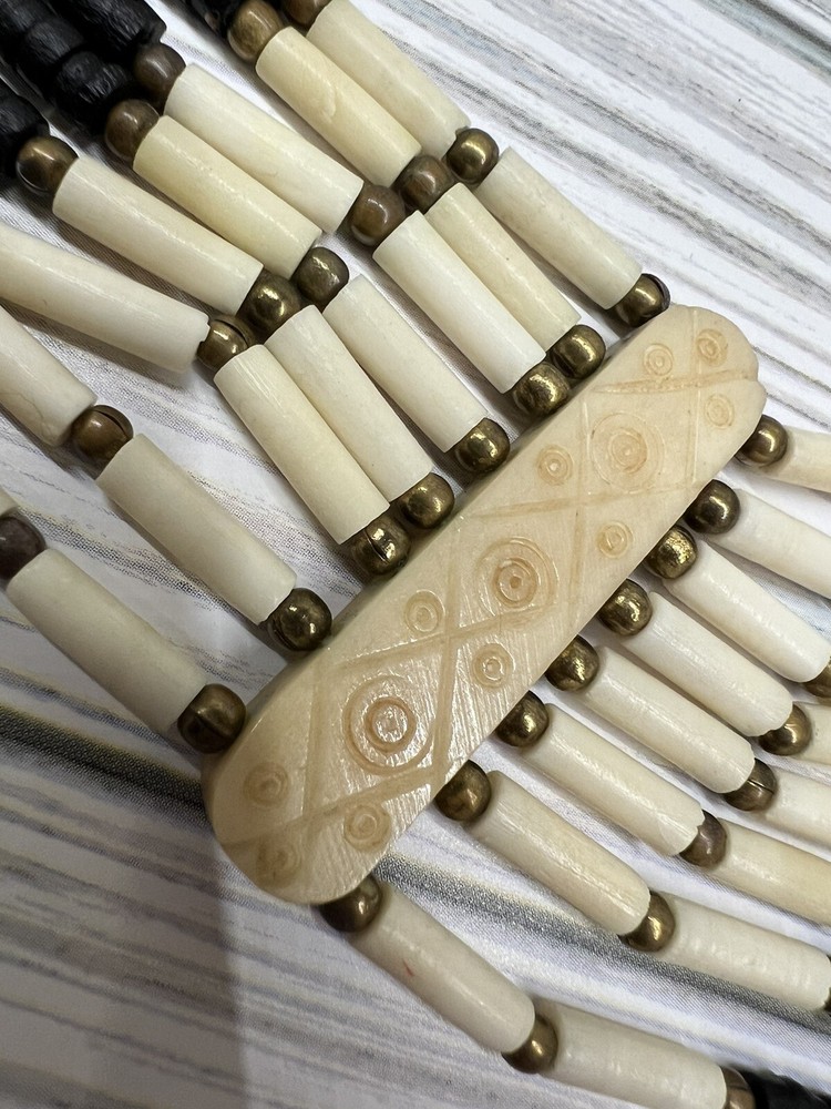 Necklace Ethnic Beaded Multi-strand Carved Elements