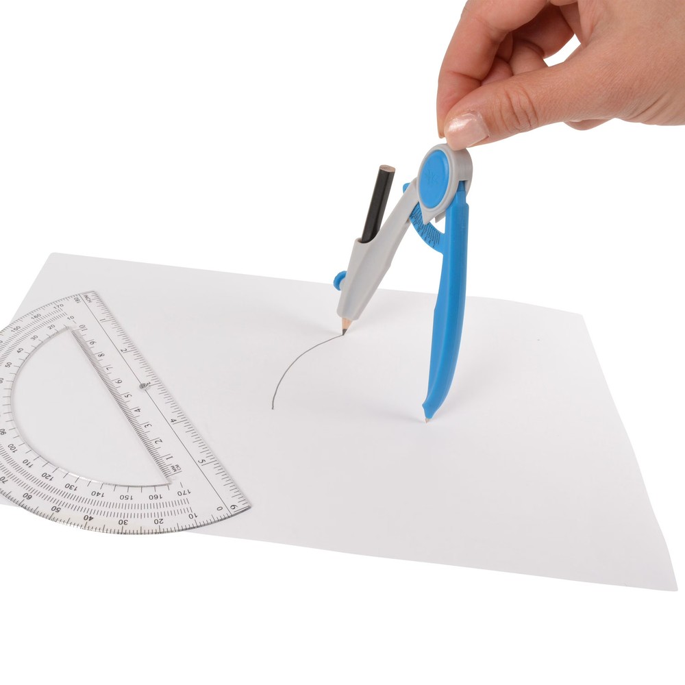 2 Piece Compass and Protractor, Math Tools, Assorted Colors