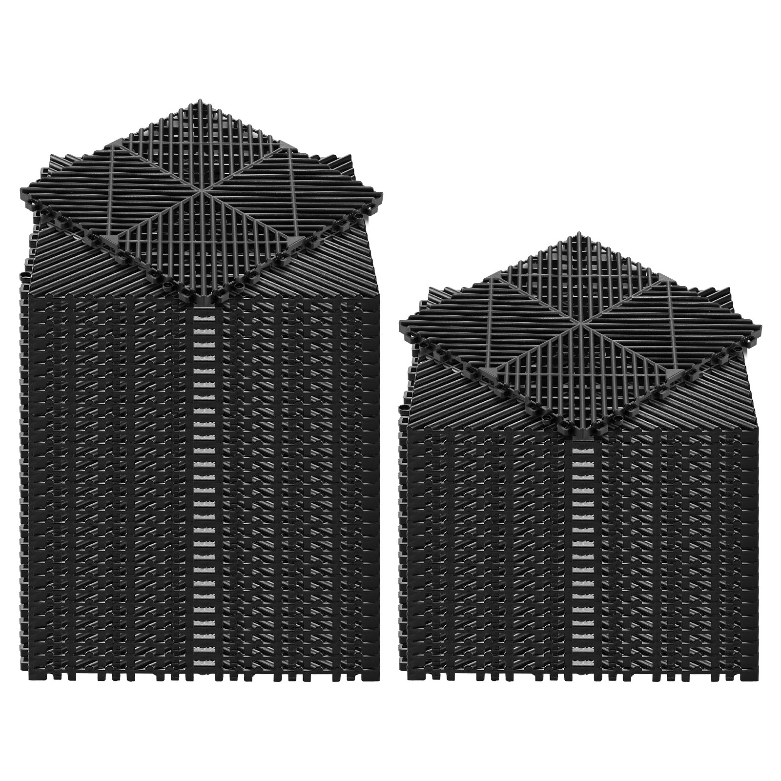 VEVOR Interlocking Drainage Mats 12" x 12" PP Garage Floor Tiles Black 50 Pack