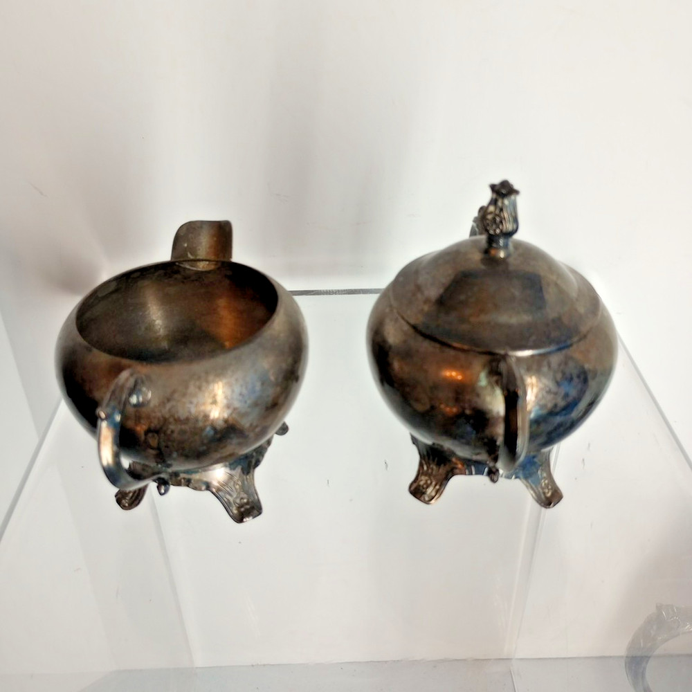 FB Rogers Silver Plated Tea Set 5pc Vintage 1970s Tarnished