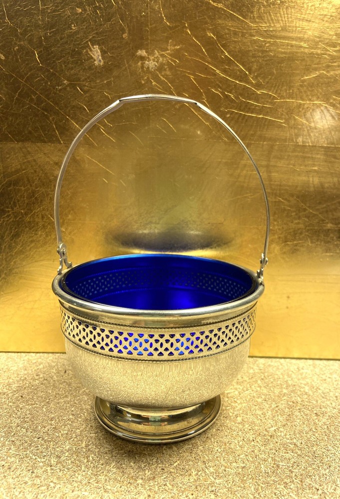 Cartier Sterling Silver Bowl With  Cobalt Insert