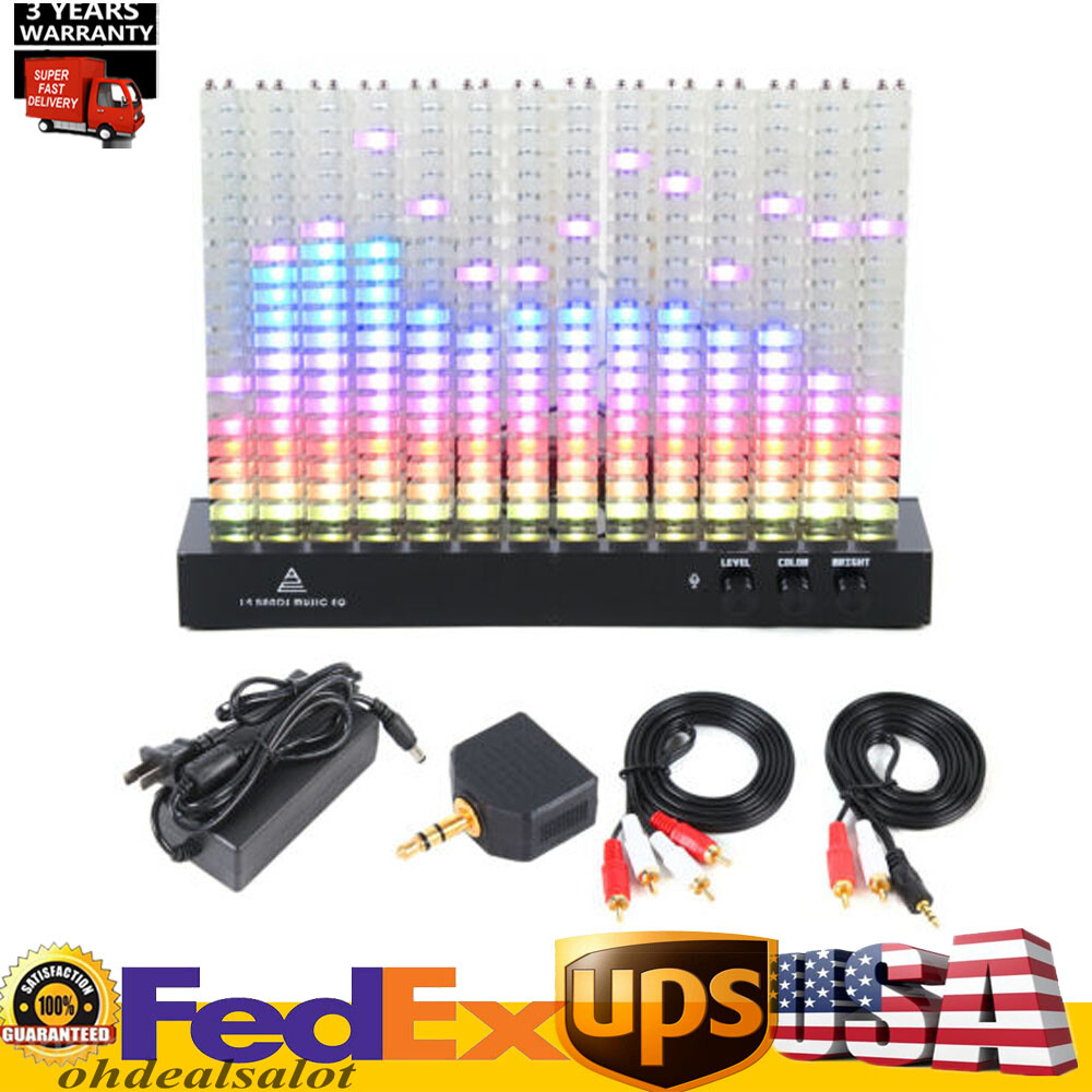 LED Music Spectrum Display Analyzer Stereo Audio Level Indicator Lamp 14-Segment