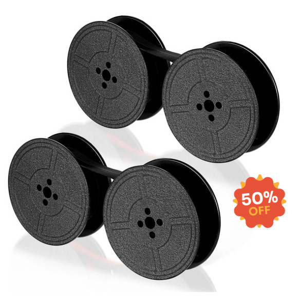 Universal Typewriter Ribbon Twin Spool Replacement Pack - Black Ink (2 Pcs)