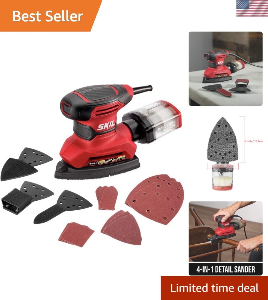 Corded Multi-Function Detail Sander - 1.2 Amp, Micro-Filter & 3 Attachments