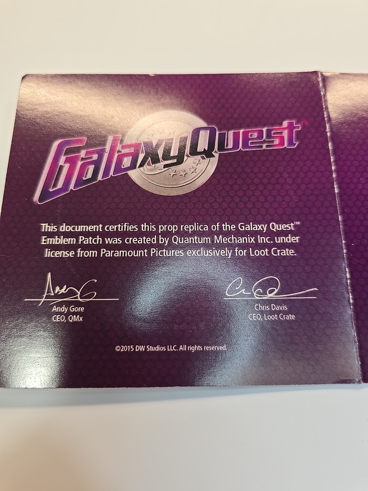 QMX Galaxy Quest Emblem Patch LootCrate 2015
