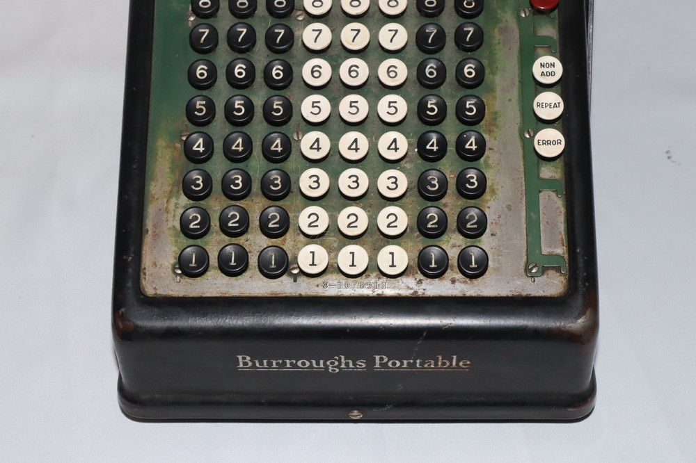 Vintage Burrough's Portable 8 Column Adding Machine - Fun Collector's Item