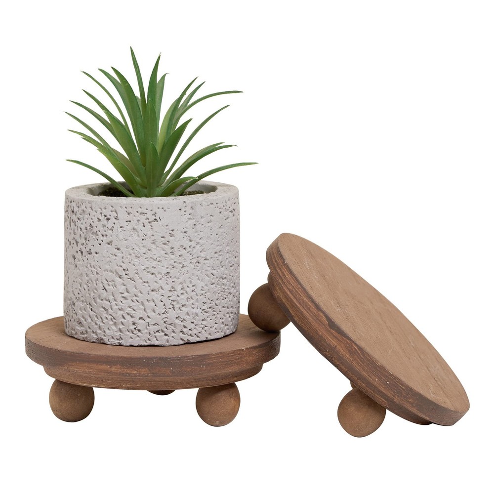 Defined Deco Mini Wood Risers for Display, Small 5"Round Rustic Pedestal Display