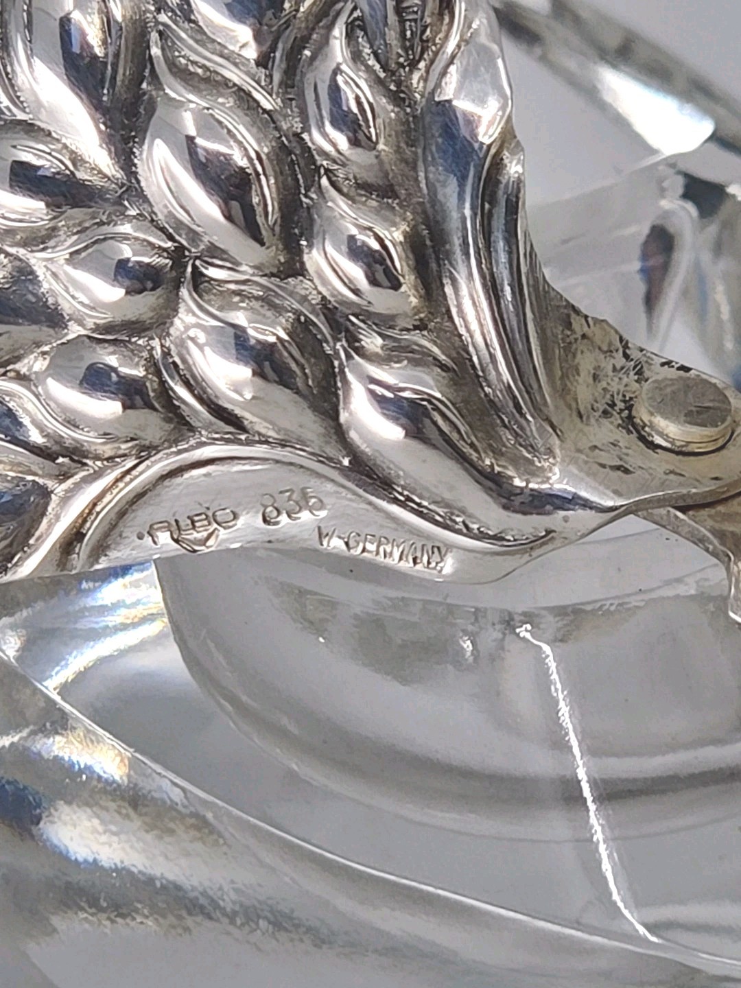 Vintage ALBO 835 Silver Crystal Swan Salt Pepper Cellars Albert Bodemer STAMPED