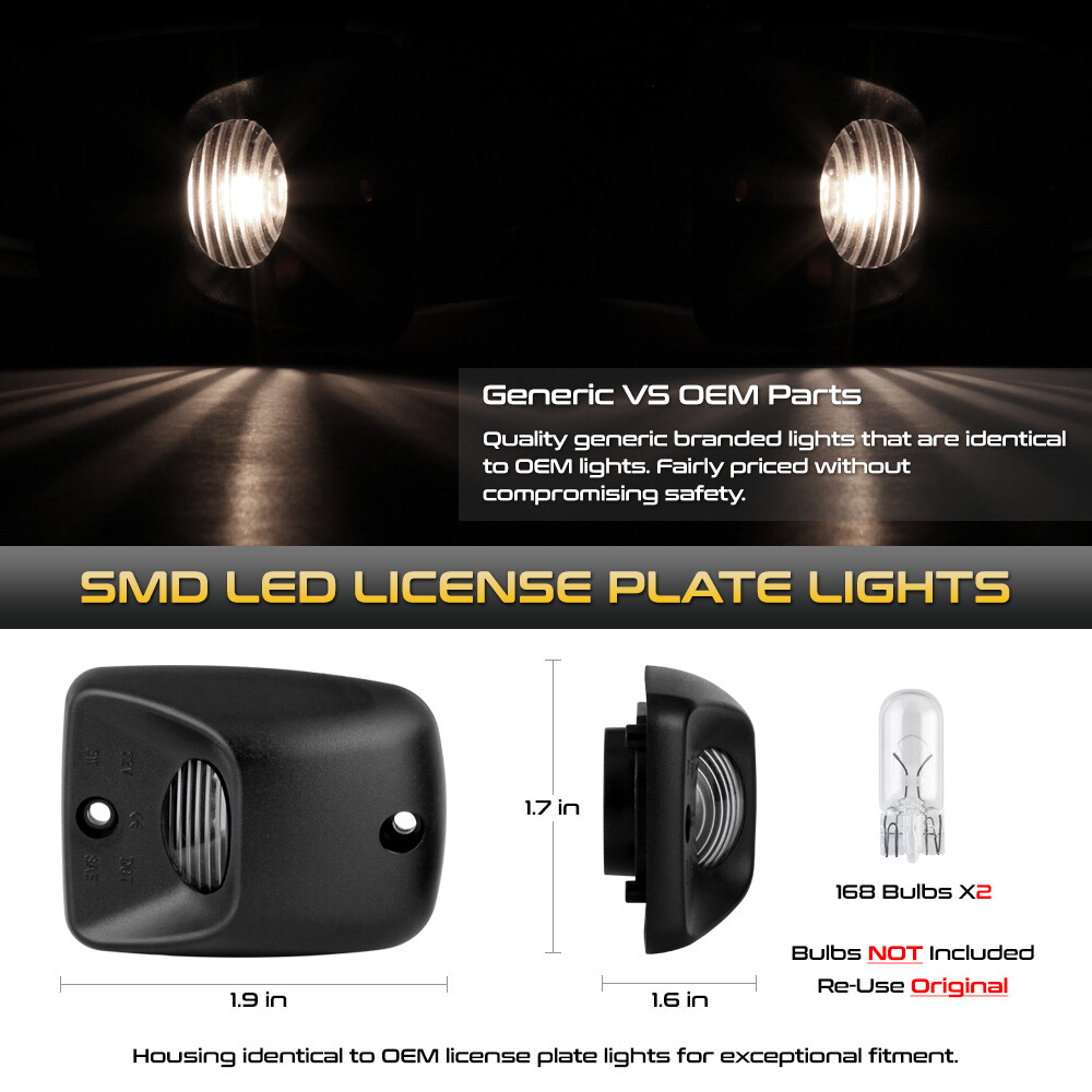 Black Rear Bumper License Plate Lights Lamps Replacement For 95-04 Toyota Tacoma