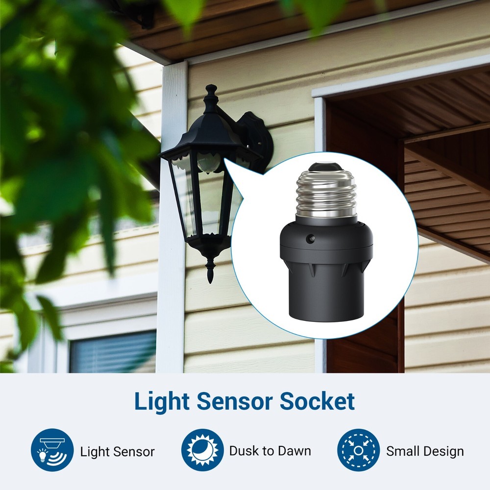 DEWENWILS 4 Pack Automatic Dusk to Dawn Light Bulb Sockets, Light Socket Indoor