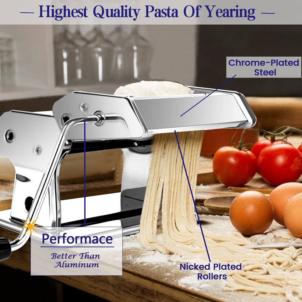 Pasta Maker Machine - Heavy Duty Steel Construction - 150 Roller with Pasta C...