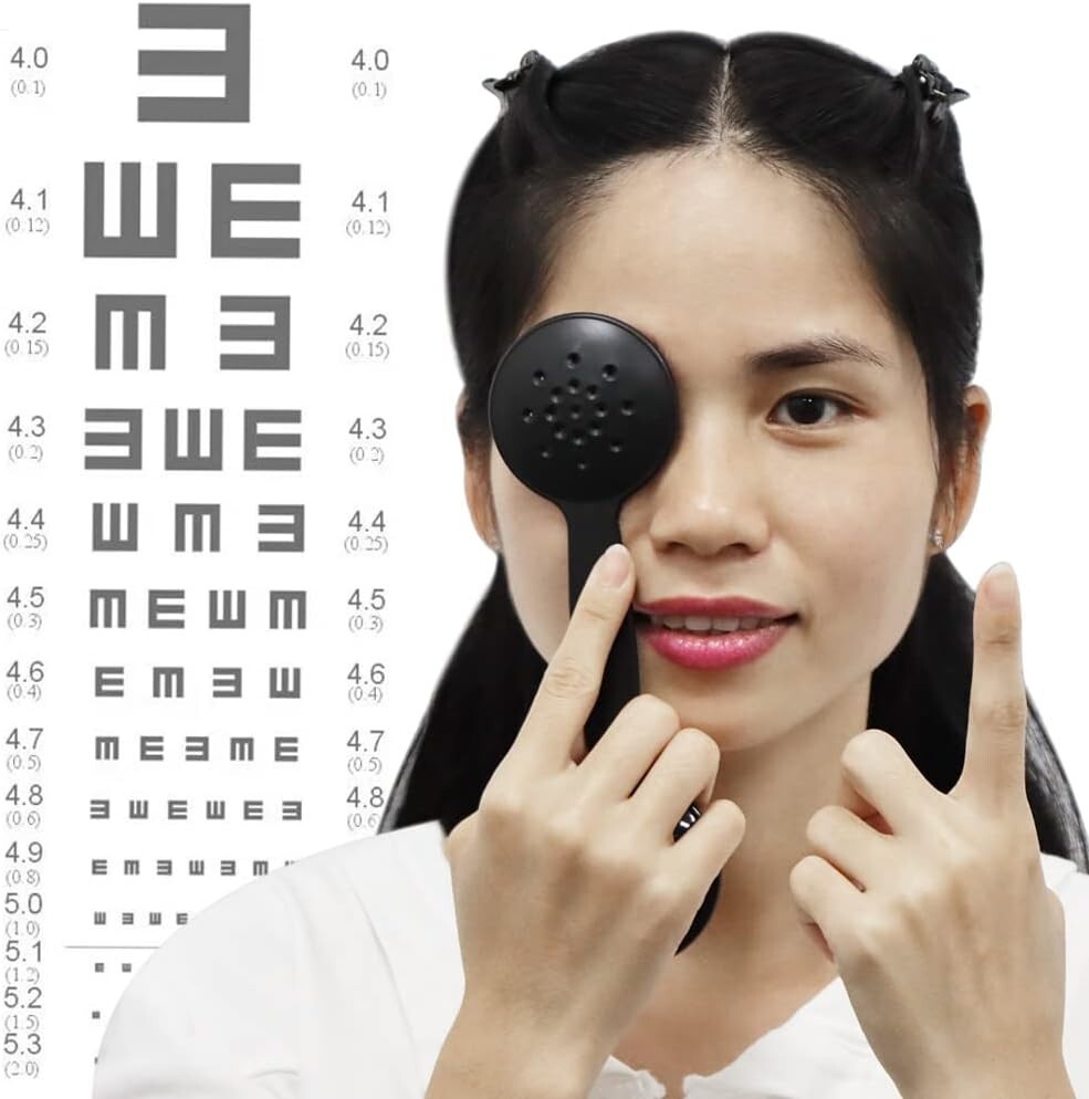 2Pcs Handheld Eye Occluder Plastic Vision Optics Optometry Eye Chart Exam Black