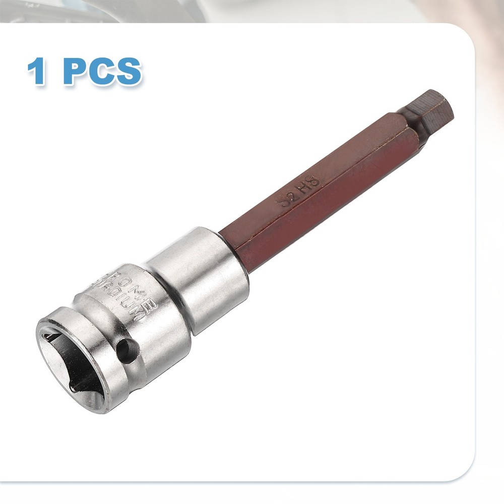 Hex Bit Socket H8 1/2" Drive 4" Length S2 Steel Long Bit CR-V Socket