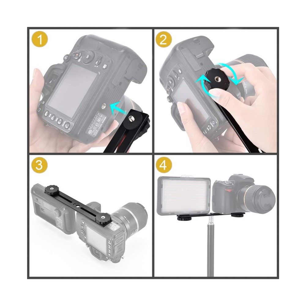 Dual Camera Mount Tripod Bracket Camera Flash DSLR Light Stand Microphone M4I9