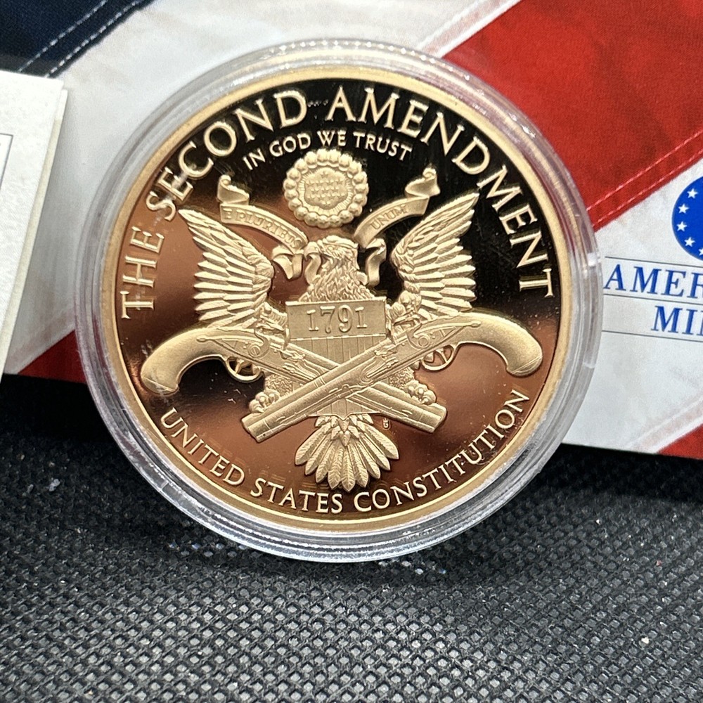 THOMAS JEFFERSON Second Amendment Gold-plated Comm. Coin COA