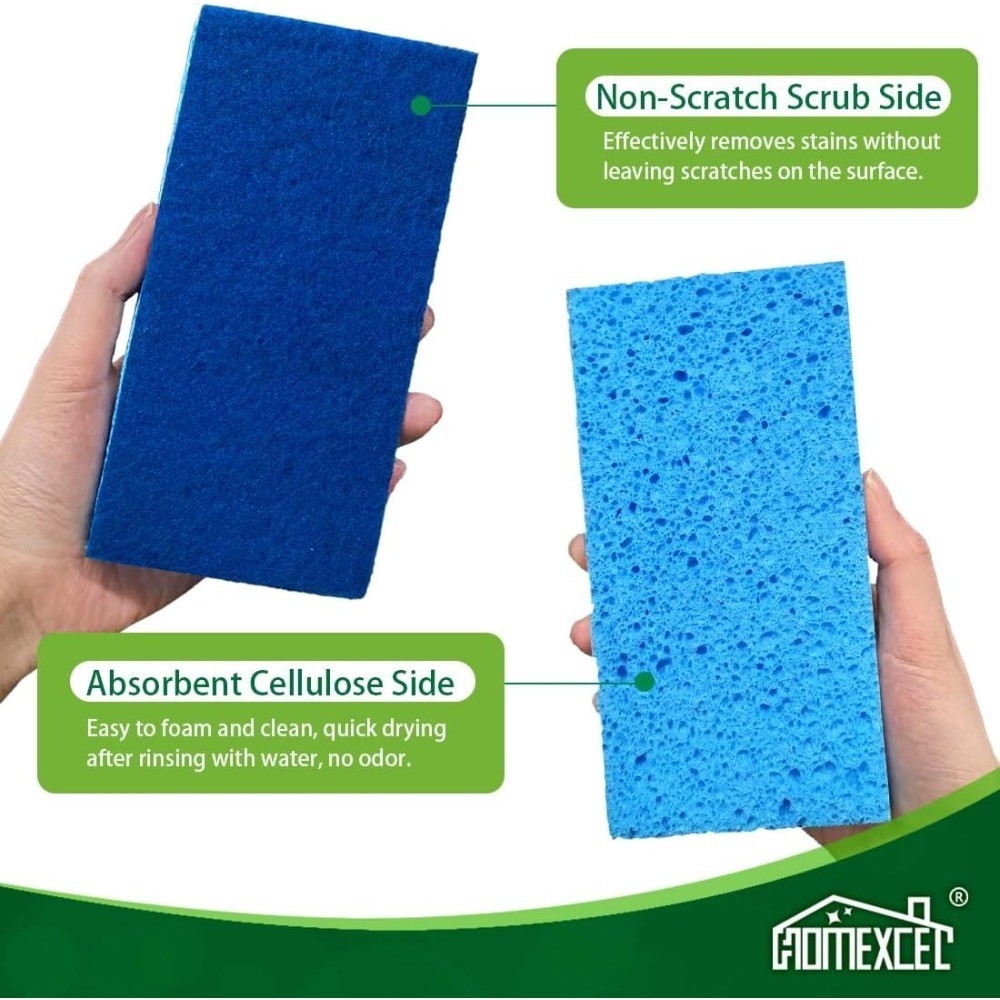 Extra Large Sided Kitchen Sponges for Cleaning Non Stick Cookware Non