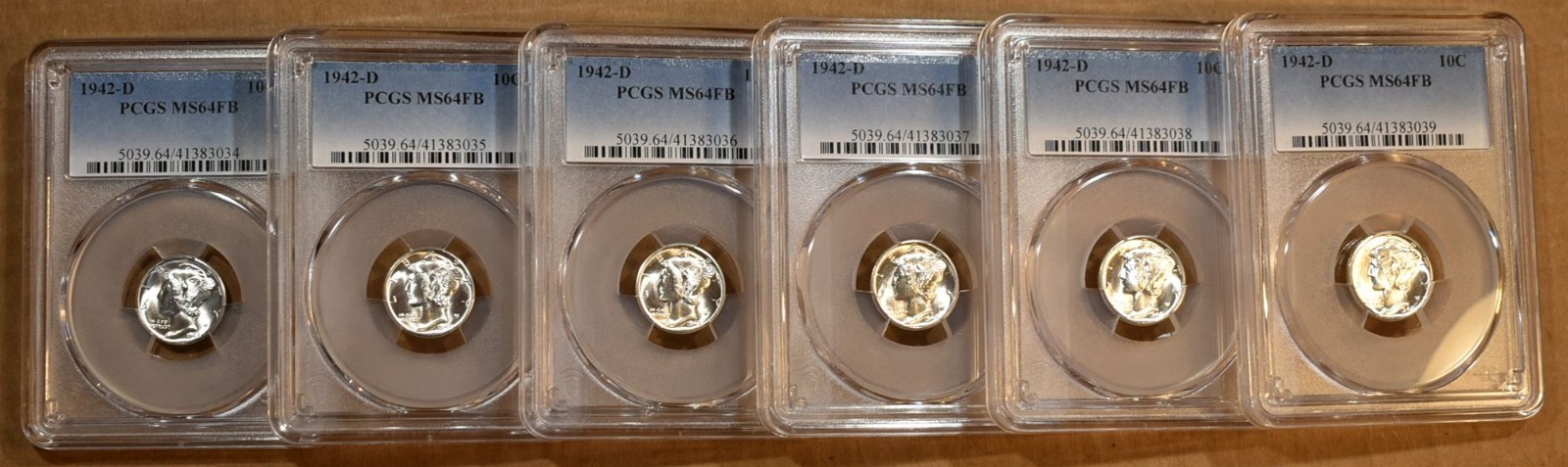 1942-D PCGS MS64 FB Mercury Dime - 100% Blazing White
