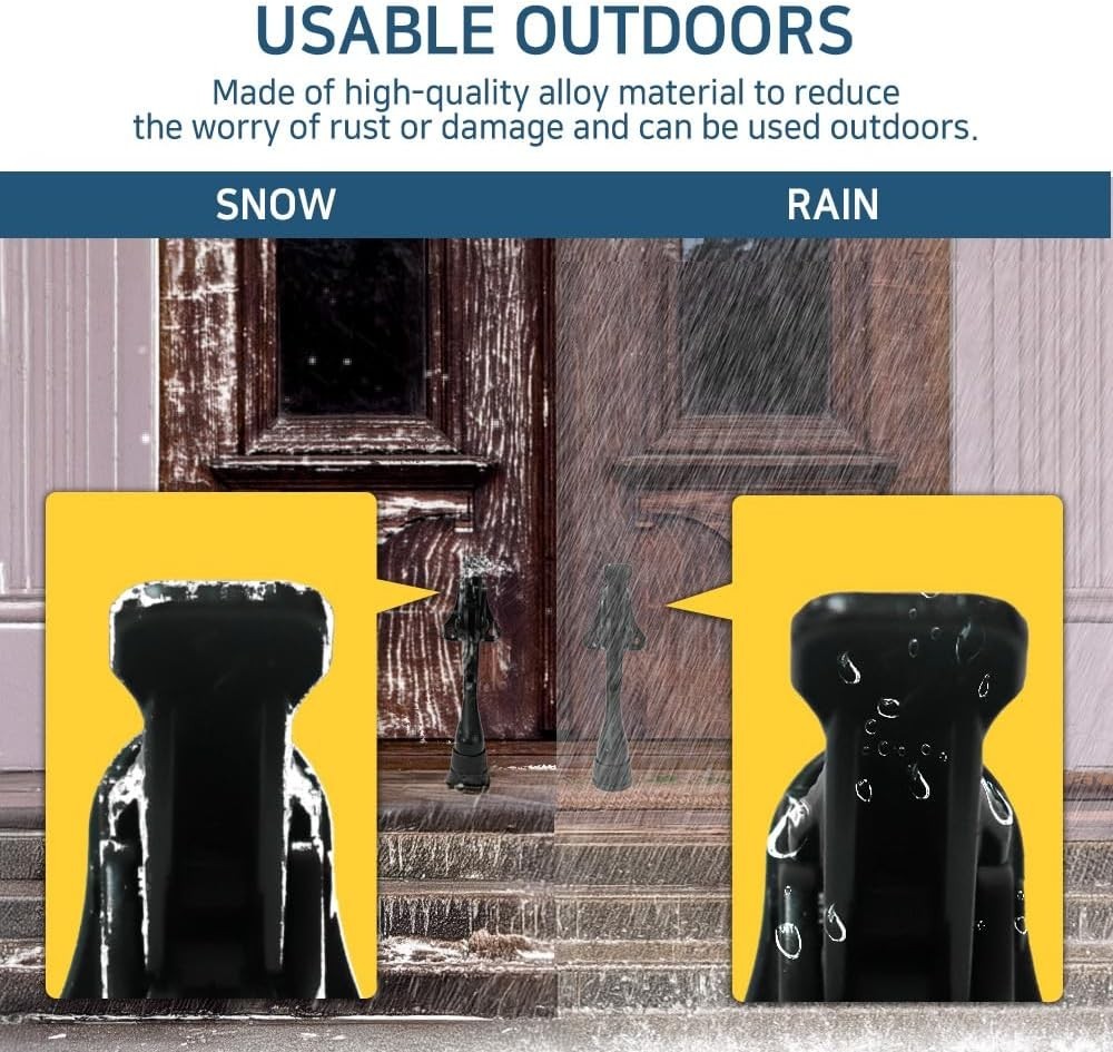 Adjustable Kickdown Door Stopper 4" Black 4-Pack