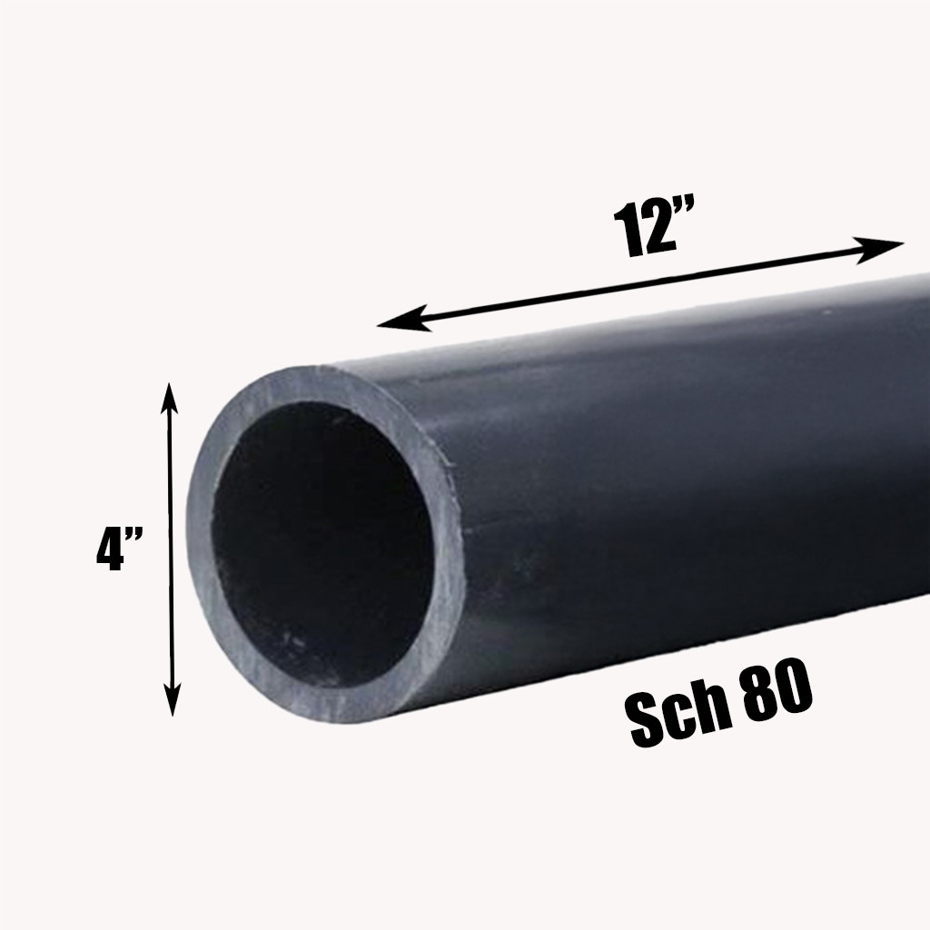 4" Schedule 80 PVC Pipe | Gray | Custom Cut Lengths 12"-96" | Pressure Rated