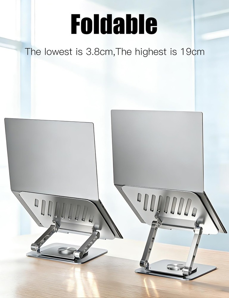 Adjustable Computer Stand with 360 Rotating Base, Ergonimic Foldable Laptop R...