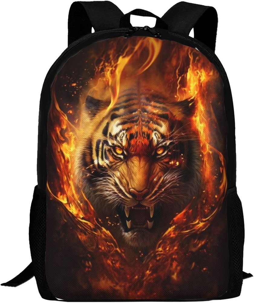 Viythuw Tiger Backpack Lightweight Adjustable Black W/ Mesh Side Pockets NEW