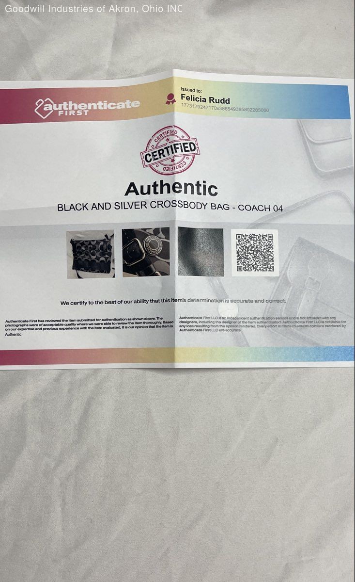 Coach Signature C Black Silver Crossbody Bag Purse F20430 COA