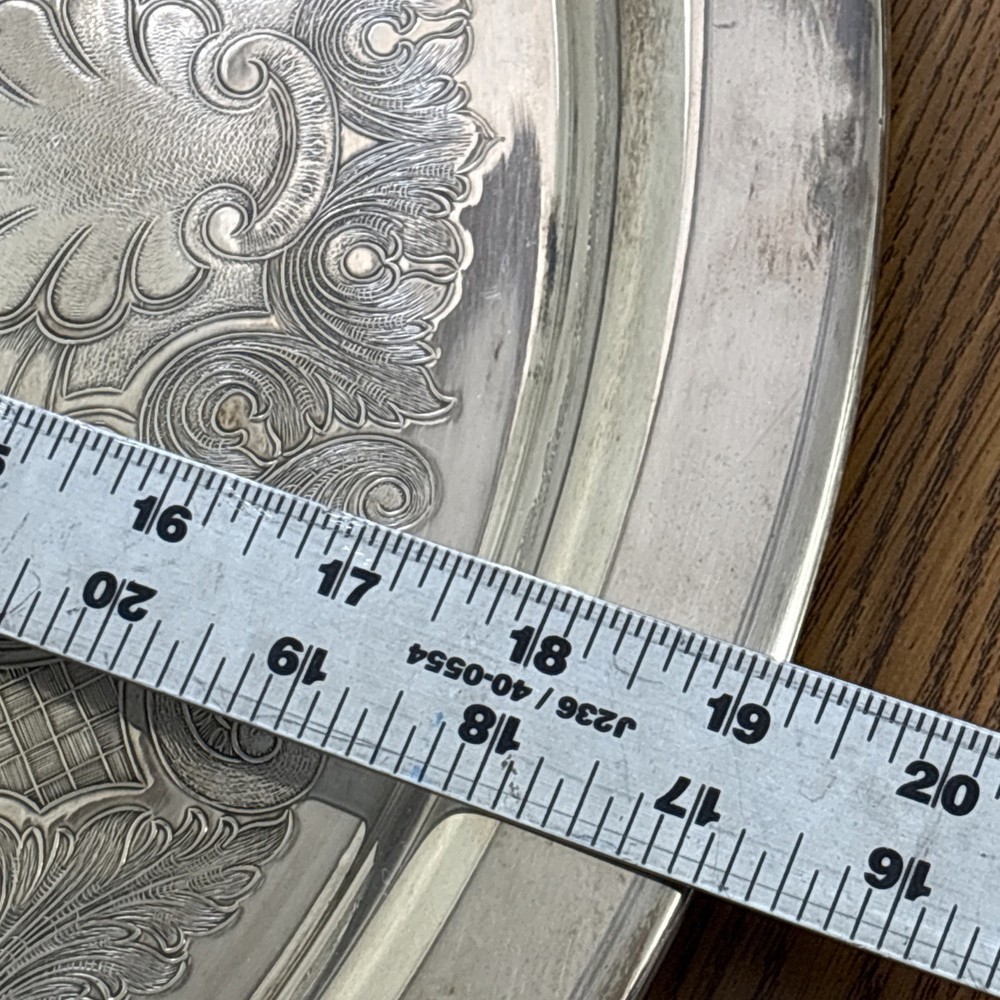 VTG Oneida Silver Plated Punch Bowl Set Punch Bowl Ornate Tray 12 Cups & Ladle