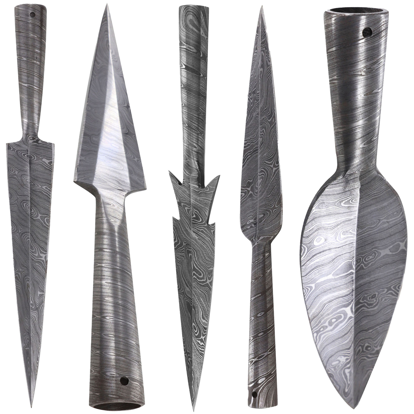 Hand-Forged Damascus Steel Spear Head | Viking Throwing Spearhead | Leaf-Shaped