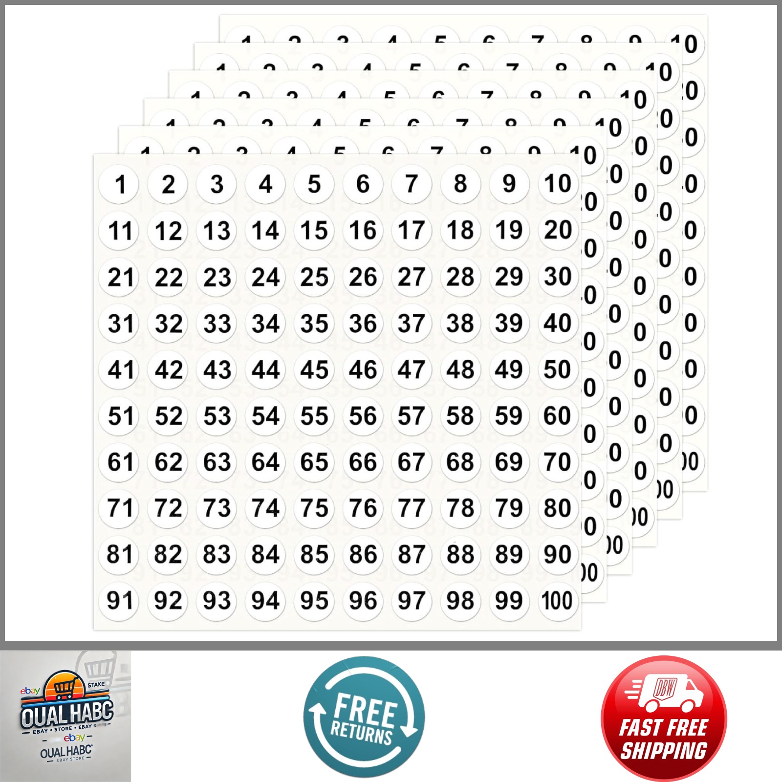 Number Stickers, Number Stickers 1-100, 2500 PCS Vinyl Consecutive Number 25 for