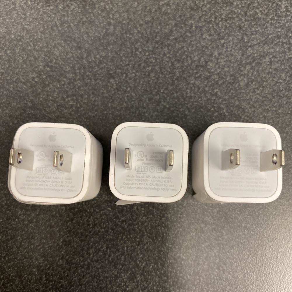 3-Pack Apple 5W USB Wall Charger Cube USB-A Power Adapter for iPhone iPad A1385