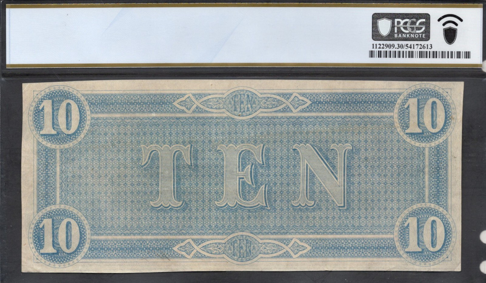 1864 $10 Confederate States of America- Richmond- PCGS Very Fine 30