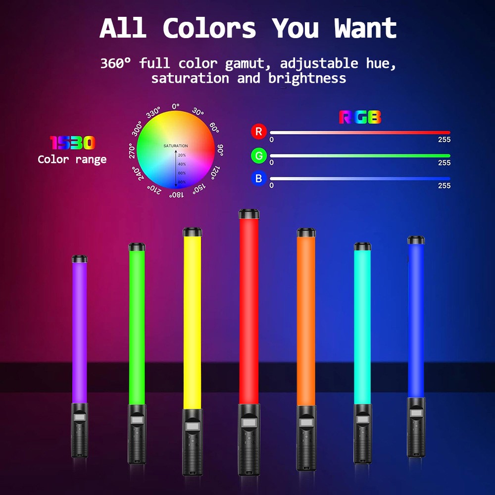 RGB LED Photography Lighting Portable Wand Handheld LED Video Light