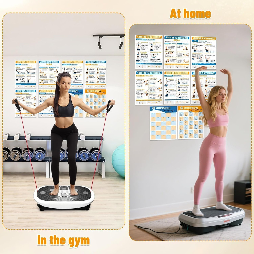 8 Pcs Vibration Plate Exercise Machine Poster Workout Guide 6 Vibration Platform