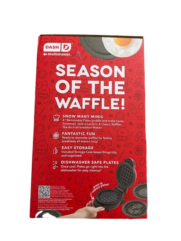 Dash Multi-Plate Mini Waffle Maker 7 removable Plates-Holiday design