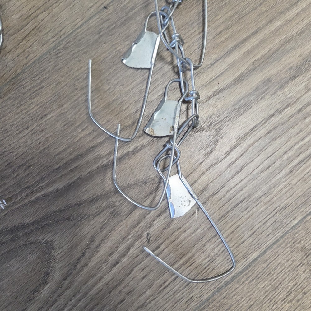 Metal Chain Link Fish Stringer, 8 Snap Loops Clips, Vintage Fish Stringer