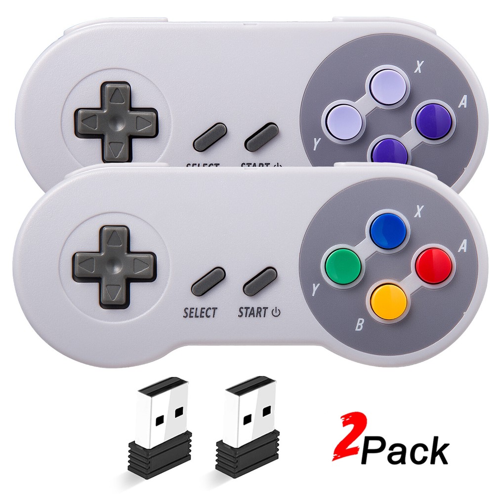 2Pack 2.4G Wireless USB SNES Controller Gamepad Joystick For PC MAC Raspberry Pi