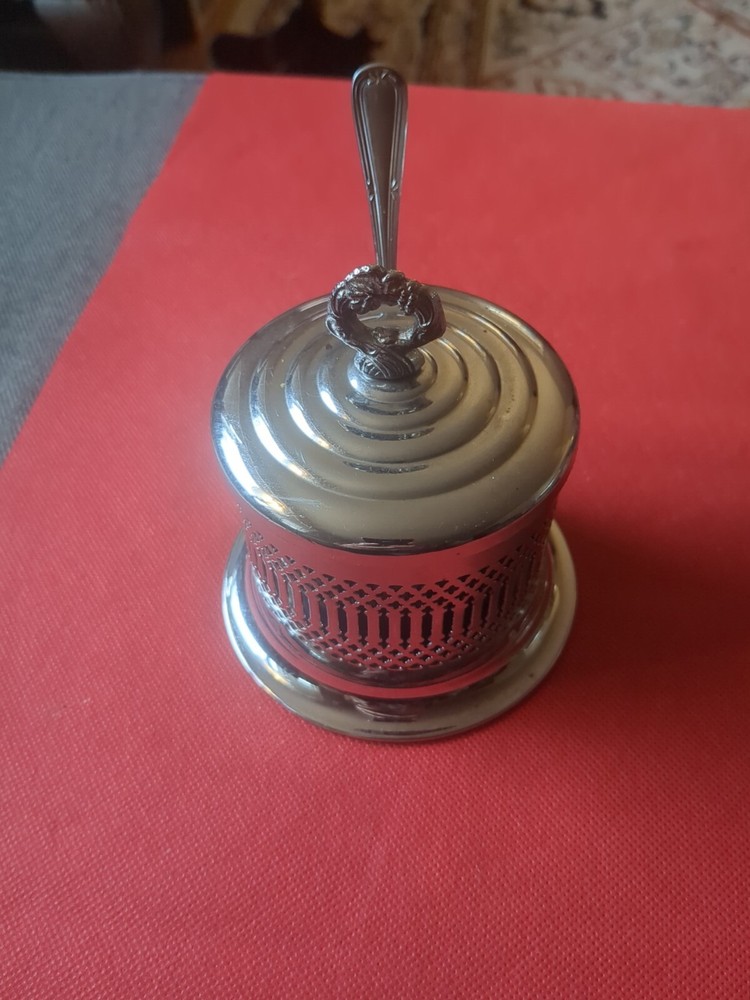 Vintage England Celtic Quality Silver Plate Pierced Condiment Jar with Insert