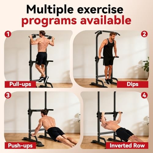 Power Tower Pull Up Dip Station Foldable, Pull Up Bar Station Black-04