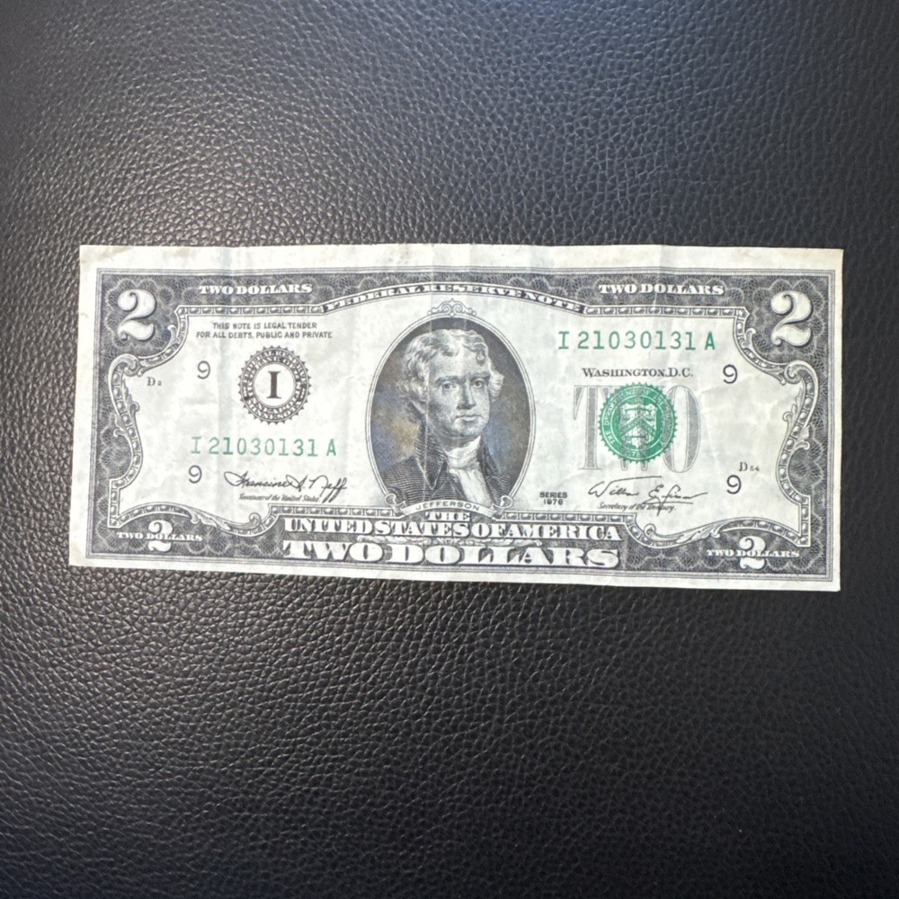 1976 Two Dollar Bill Misaligned Print. Error Note.