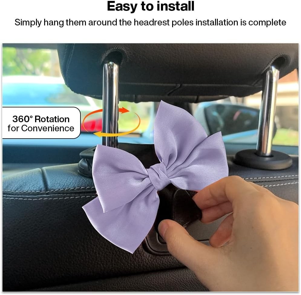 Light Purple Headrest Hooks 2 Pack Car Storage Organizer Holder