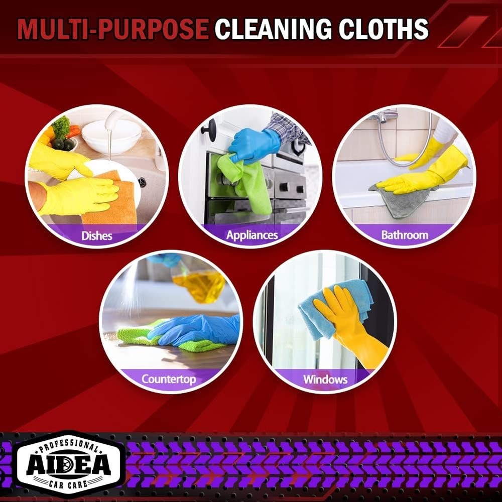 AIDEA Microfiber Cleaning Cloths 24 Pack Soft Lint Free Multi Purpose Towels