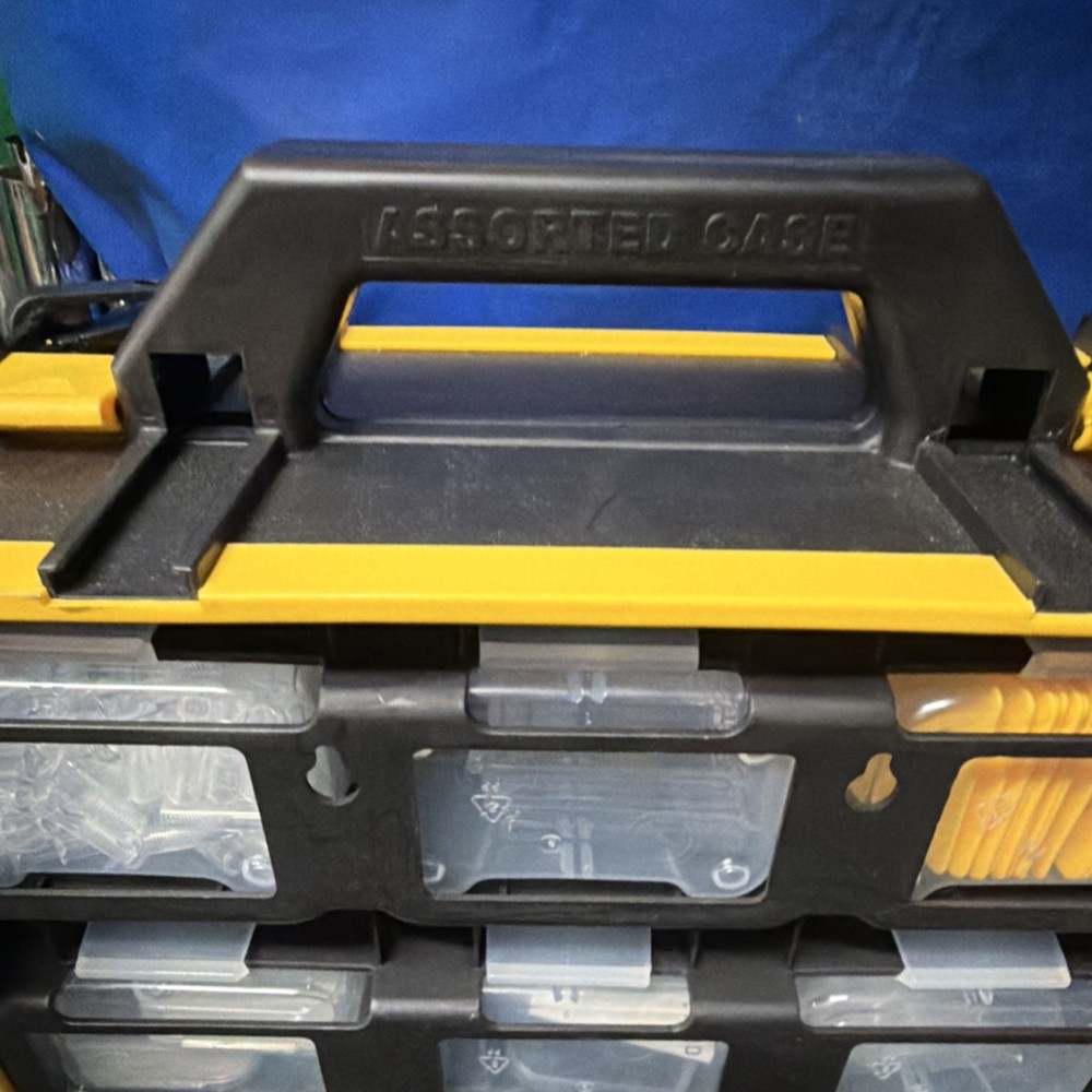 Plastic Tool Organizer Compartment Box Black Yellow Clear with Handle & Strap